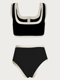 Splicing Ribbed Sport Bikinis 2025 High Waist Bikini Women Swimsuit Female Swimwear Two Pieces Bikini Set Bathing Suit Swim Lady