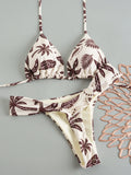 2026 Printed Thong Bikinis Padded Trikini Swimsuit Women Sexy Brazilian Swimwear Female Bathers Bathing Swimming Swim Suit