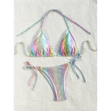 Colorful Snake Skin Halter Strappy Bikini Female Swimsuit Women Swimwear Two-pieces Bikini set Bather Bathing Suit Swim V5822