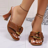 Brand Designer Metal Decoration Slip On Sandals Luxury Square Toe Super High Heels Party Slippers Women Strange Heels Slides