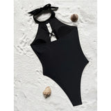 S - XL 7 Colors Lace Up High Neck Full Back Women Swimwear One Piece Swimsuit Female High Leg Cut Bather Bathing Suit Swim V6272