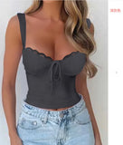 Summer women's Y2K sexy style solid color vest T-shirt halter top