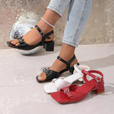 Women Sandals 2026 Buckle Strap Comfort Shoes for Women Square Toe Block Heels Sandals  Fashion Chunky Shoes Female