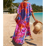2026 New Colorful Kaftan Tunic Beach Dress Beach Wear Beachwear Beach Cover Up Cover-upsLoose Maxi Dress Female Women V4428