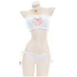 Japanese Anime Cat Cosplay Uniform Bra Panties Set Women Intimates Kawaii Lolita Hollow Out Sexy Lingerie Underwear Set