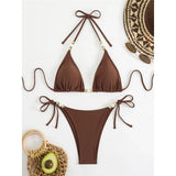 New Halter Pearls Bikini Women Swimwear Female Swimsuit Two-pieces Bikini set High Leg Cut Padded Bather Bathing Suit Swim K7194