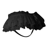 Women's Lace Ruffle Skirted Thong Erotic Low Waist Floral Lace Panties Lingerie With Bow Sheer Crotchless Perspective Underwear