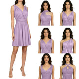 Women's Sexy V Neck Evening Dress Tie Up Multiple Ways To Wear Cocktail Dress Convertible Wrap Infinity Short Bridesmaid Dresses