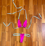 DEKA Mini Micro Bikini Set Summer Women Thong Swimsuit Biquini Patent Leather Swimwear Bronzing Halter String Nightclub