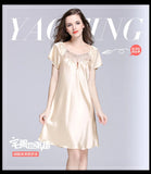 Women's Sleepwear Ice Silk Casual Silk Pajamas Women's Summer Sexy Short Sleeve Lace Pajamas Loungewear