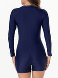 2026 Zipper Slim Swimsuit Women Long Sleeves One Piece Swimwear Female Bather Bathing Swimming Swim Surf Suit Beachwear