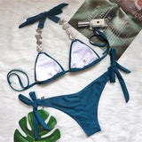Brazilian Jewelled Rhinestones Diamond Bikini Women Swimwear Female Swimsuit Two-piece Bikini set Bather Bathing Suit Swim V2339
