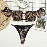 Ruffled Frilled Off Shoulder Bikini Women Swimsuit Female Swimwear Two Pieces Bikini Set Bandeau Bather Bathing Suit Swim Lady