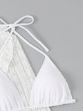 Women micro mini halter bikini sets 4 pieces with ruffles perspective cover tops and skirt swimsuit bathing suit beach outfits