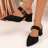 Fashion Women Buckle Strap Decor Pointed Toe Slingback Sandals Lady Summer Casual Going  Slippers Party Shoes Sandals