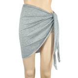 Women Beach Skirts Swimwear Summer Solid Bikini Cover Ups Shorts Pareo Wraps Sarong Skirt Swimsuit Beachwear Half Wrapped Skirt
