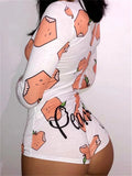 Women Casual Playsuits Long Sleeve V Neck Button Down Bodycon Romper Women Short Jumpsuit Overalls Loungewear Summer Fall