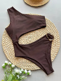 Asymmetric One Shoulder Metal Ring Women Swimwear One Piece Swimsuit Female High Cut Monokini Bather Bathing Suit Swim Beachwear