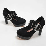 2026 Big Size 33-43 Retro Black Office Lady Buckle Strap Mary Janes Platform Pumps Elegant Red 10.5cm High Heels Shoes Women