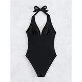 Sexy Shiny Sequins Deep V Backless Monokini Halter Women Swimwear One Piece Swimsuit Female Bather Bathing Suit Swim Lady K4996