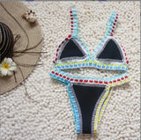 Pink Crochet Bikini 2025 Sexy Women Swimsuit Female Swimwear Micro Bikini Set Bandeau Swimming Suit Beachwear Brazilian Biquini