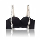 Women Push-Up Bra Seamless Underwear Letter Straps Cute Heart Print Non-wired No Rims 3/4 Cup