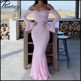 Elegant French Style Pink Long Dress Women Lace Long Sleeved Dress Evening Gown Party Wedding Dress up Lady Spring Summer Outfit