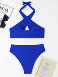 2026 Halter Bikini Solid Metal Link Swimsuit Women Hollow Out Swimwear Female Bathers Bathing Swimming Swim Suit Beachwear