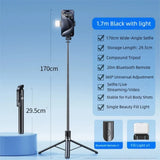 Selfie Stick 1.7 Meter Ultra Long Stretch Portable Phone Holder Bluetooth Remote With Fill light Tripod Stand For Live Broadcas