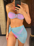 Sexy Bandeau With Skirt Splicing Bikini Female Swimsuit Women Swimwear Three-Pieces Bikini Set Bather Bathing Suit Swim V5640
