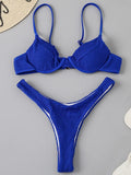 Wrinkled Underwired V-Bar Bikini Swimsuit Female Swimwear Women Two-pieces Bikini set High Cut Bather Bathing Suit Swim Lady