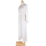 New Sexy Beach Long Maxi Dress Women Beach Cover Up Tunic Pareo White V Neck Dress Robe Swimwear Cover Up Bikini Beachwear V2623