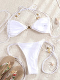 Miyouj Glitter Fabric Bikinis 2026 Sexy Bikini Set Folds Swimsuit Female Halter Bathing Suit Women Swimwear New Beachwear