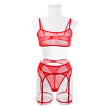 See Through Lingerie Set Temptation Sexy Underwear Lace Transparent Exotic Sleepwear Women Bra And Panty Garter Kits