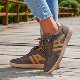 Mix Color Women's Autumn Sneakers Fashion Splicing Flat Heel Vulcanized Shoes Female Lace-Up Non-Slip Pu Leather Casual Shoes