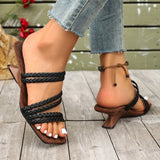 2026  Women's Fashion High Heels Sandals Square Toe Wedge Heeled Dress Shoes Woman Comfort Slip on Thin Strap Sandals