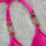 Halter Brazilian Rhintstones Diamond Bikini Women Swimsuit Female Swimwear Two Pieces Bikini Set Scrunch Butt Bathing Suit Swim