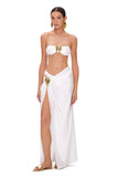 2025 New Sexy Tube Top Bikini set and Skirt Swimwear Women Metal Decoration Bodysuit Lace-up Bathing Suit Beachwear Biquini