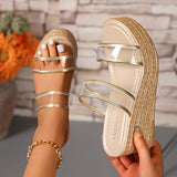 Fashion Chunky Wedges Slippers Women Transparent Pvc Thick Platform Sandals Woman 2025 Summer High Heels Sandles Plus Size 35-42