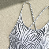 Printed Extreme Mini Micro Thong Women Swimwear One Piece Swimsuit Female Cross Back High Cut Monokini Bather Bathing Suit Swim