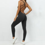 Seamless High-Waisted Peach Hip Yoga Jumpsuit for Women - Fast Drying Sweat-Wicking Tight Running Sports Jogging Gym Activewear