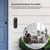 1080p Wireless Wi-Fi Video Doorbell Camera with Two-Way Audio, Night Vision, Cloud Storage, AI Motion Detection, 2.4GHz Wi-Fi