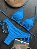 New Solid Color Bikini Set 2026 Women's Swimsuit Hanging Neck Rope Split Swimsuit 2-piece Set Summer Beachwear