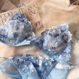 French Niche Lingerie Set Embroidered Mesh Triangle Cup Wireless Bralette Retro Thin Sexy Comfort Bra Australia MOYISU Sexy Bra