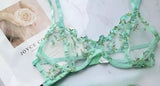 French Floral Bra Set Women | Sweet Sexy Sheer Mesh Lace, Transparent Underwear Set | Practical & Feminine MOYISU Sexy Panty Set