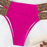 2Pcs/Set Women Bikini Set Ring Connection Off Shoulder Bathing Suit Elastic Waistband Backless High Cut Lady Beach Bikini Suit