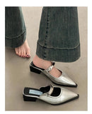2026 New Summer Women Cover Toe Mules Slippers Fashion Metal Decoration Thick Heel Slide Shoes Comfort Street Style Footwear