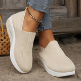 Breathable Knit Wedges Sneakers Woman Spring Autumn Slip On Platform Sport Sneakers Woman Plus Size Thick Sole Walking Shoes