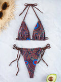 2026 Halter Trikini Ring Link Swimsuit Women Bikini String Swimwear Female Padded Bathers Bathing Swimming Swim Suit Beachwear