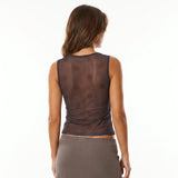 Summer Women Dots See-through Mesh Tank Tops V-neck Slim Fit Vest Fashion Club Sleeveless Shirts Streetwear